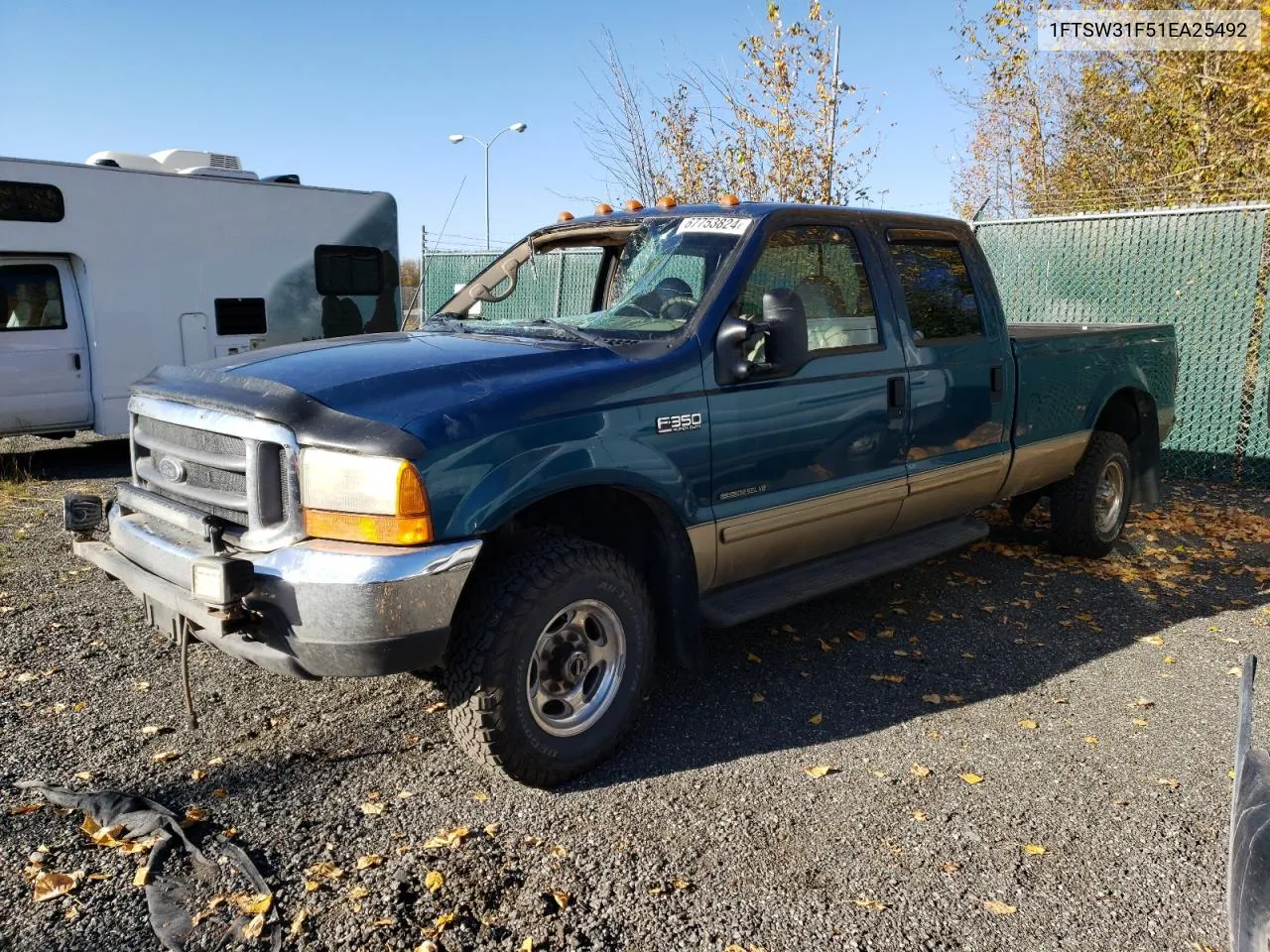 2001 Ford F350 Srw Super Duty VIN: 1FTSW31F51EA25492 Lot: 67753824