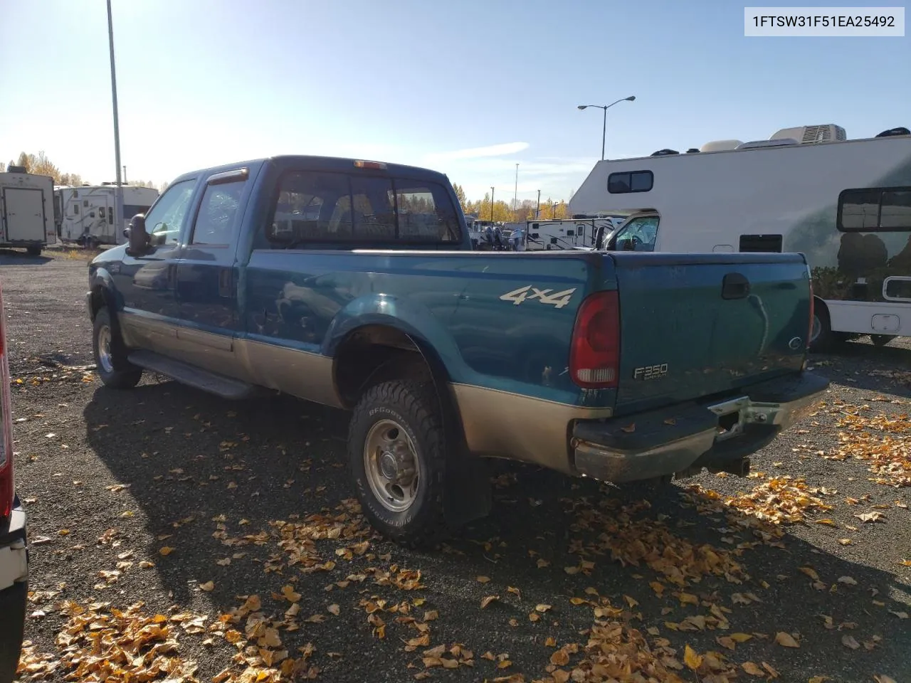 2001 Ford F350 Srw Super Duty VIN: 1FTSW31F51EA25492 Lot: 67753824