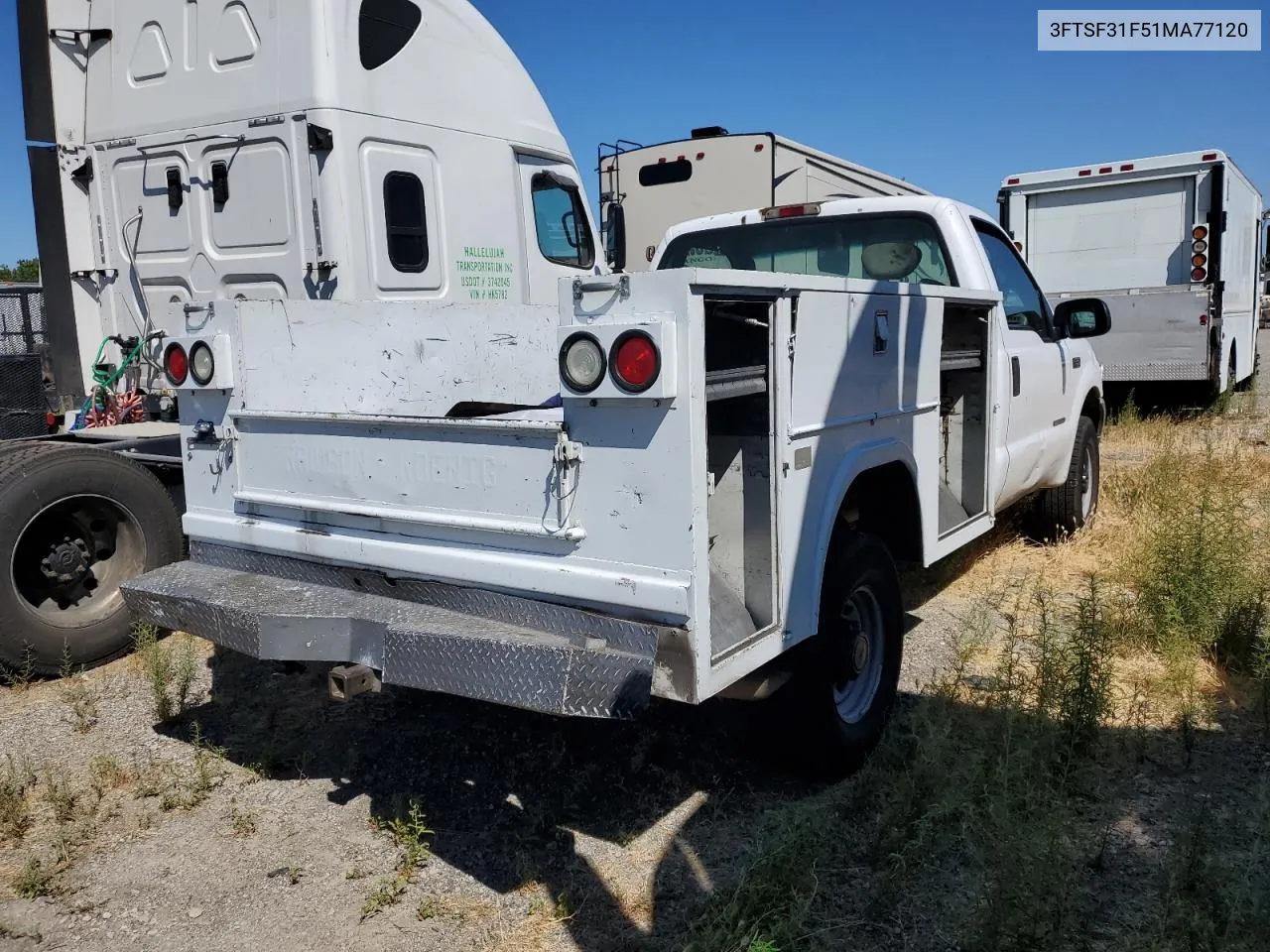 2001 Ford F350 Srw Super Duty VIN: 3FTSF31F51MA77120 Lot: 67823174