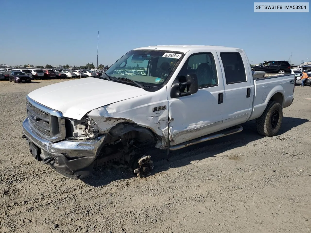 2001 Ford F350 Srw Super Duty VIN: 3FTSW31F81MA53264 Lot: 68850364