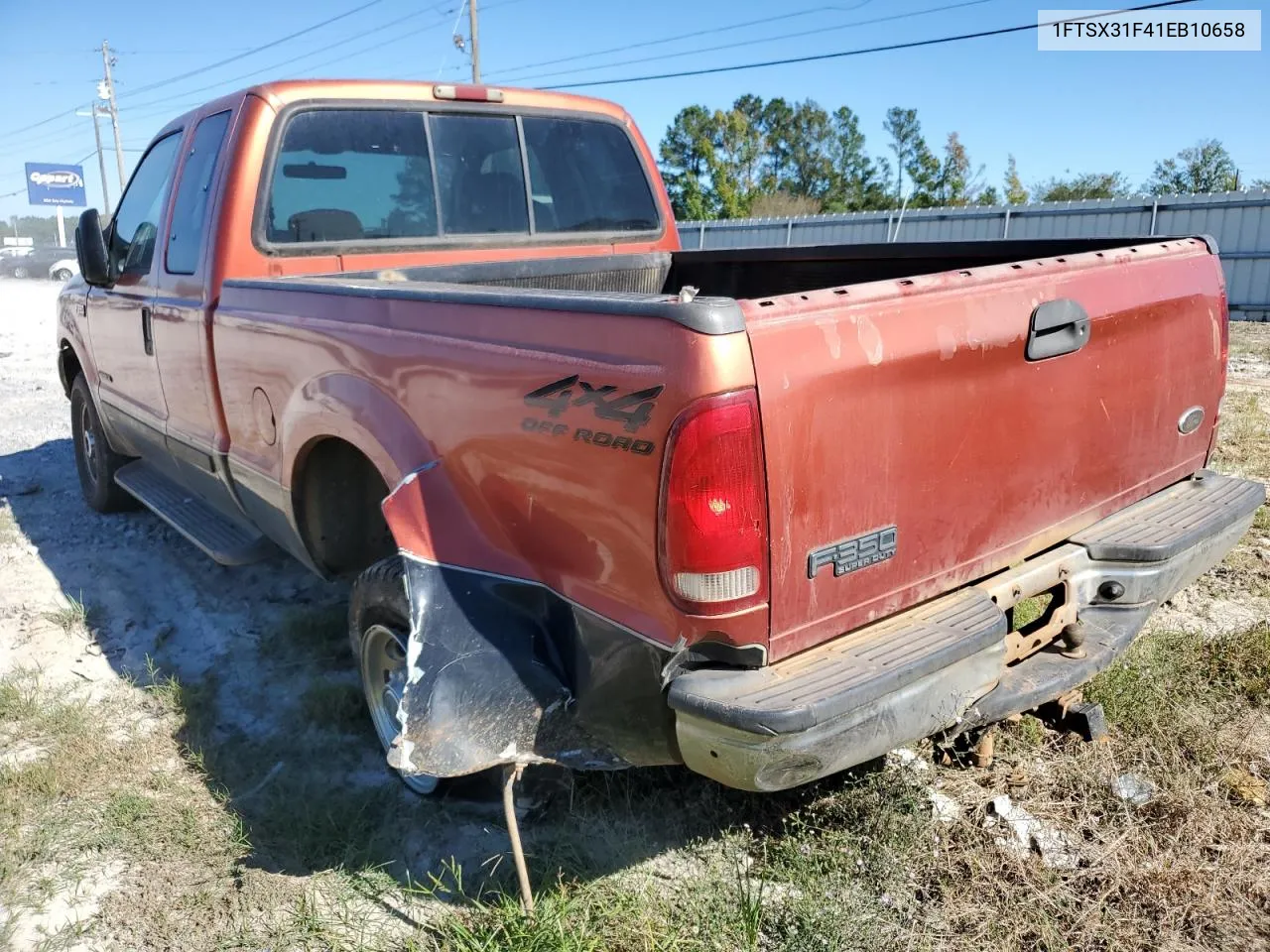 2001 Ford F350 Srw Super Duty VIN: 1FTSX31F41EB10658 Lot: 73487404