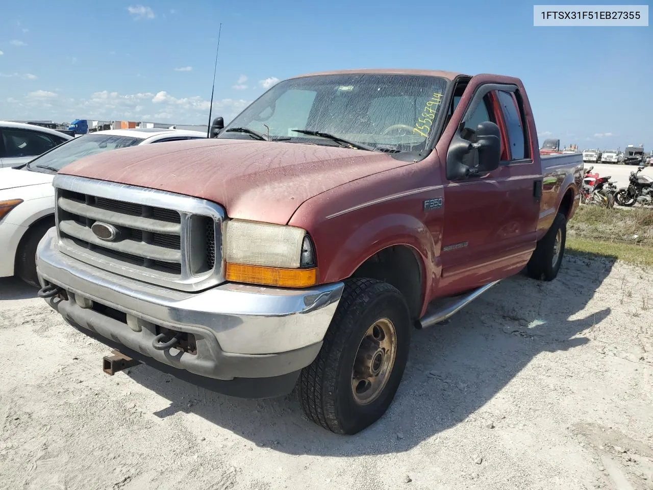 2001 Ford F350 Srw Super Duty VIN: 1FTSX31F51EB27355 Lot: 75587914