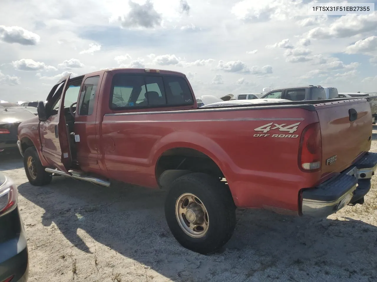 2001 Ford F350 Srw Super Duty VIN: 1FTSX31F51EB27355 Lot: 75587914