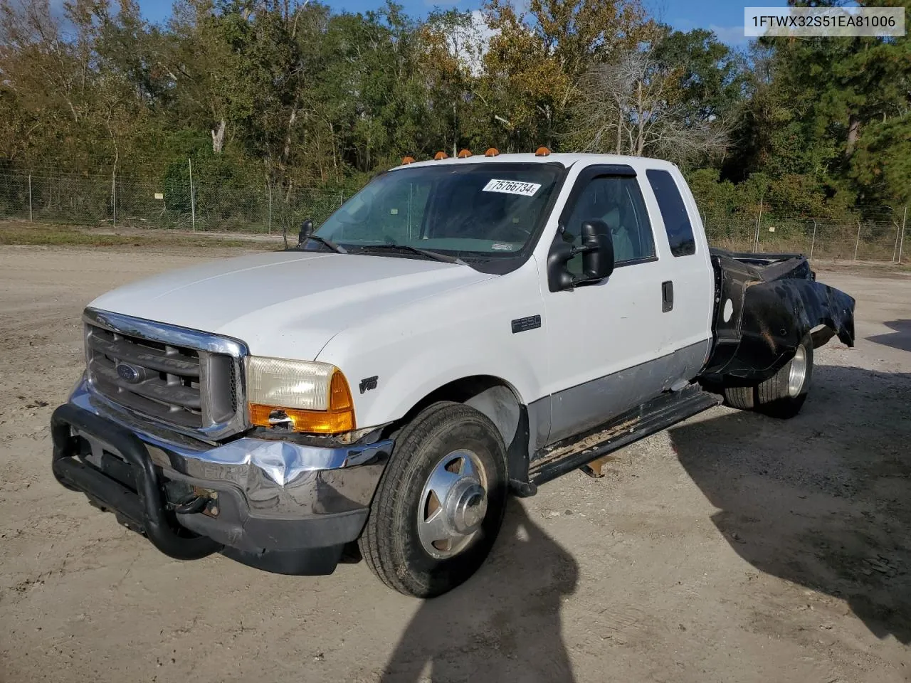 2001 Ford F350 Super Duty VIN: 1FTWX32S51EA81006 Lot: 75766734