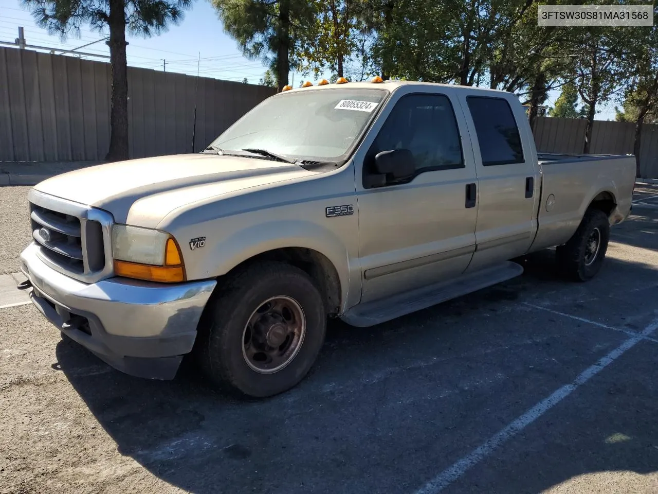 2001 Ford F350 Srw Super Duty VIN: 3FTSW30S81MA31568 Lot: 80055324