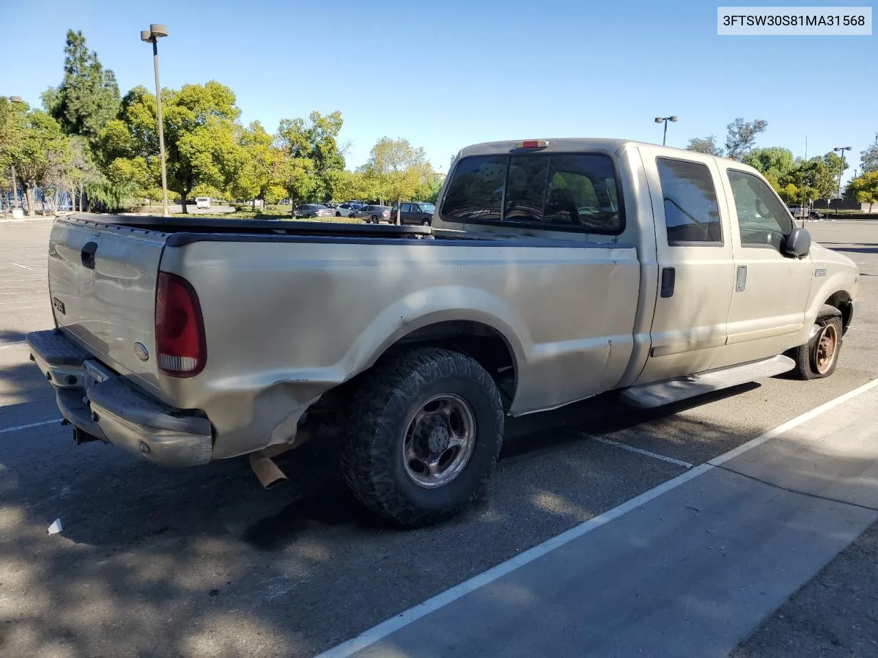 2001 Ford F350 Srw Super Duty VIN: 3FTSW30S81MA31568 Lot: 80055324