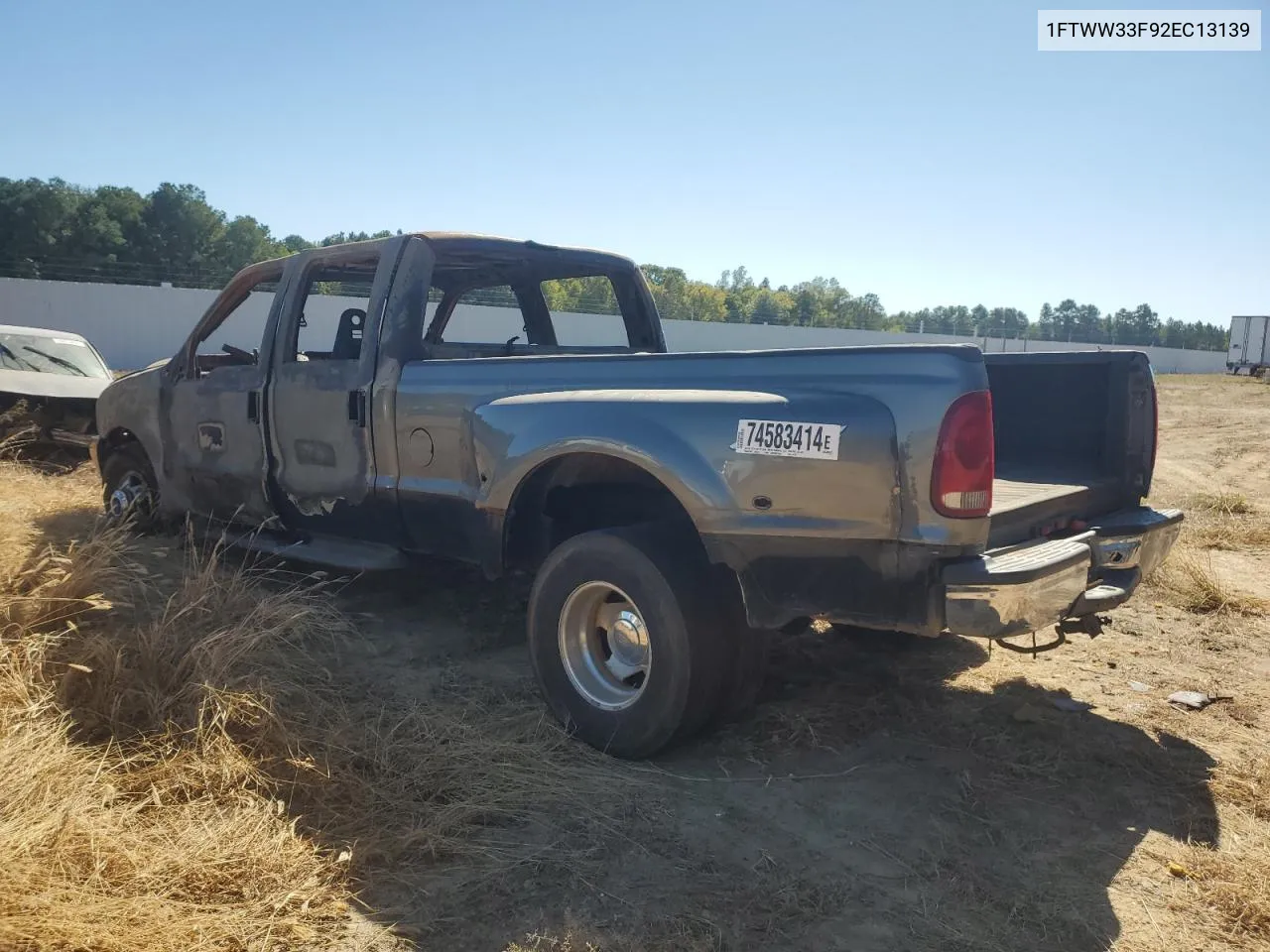 2002 Ford F350 Super Duty VIN: 1FTWW33F92EC13139 Lot: 74583414