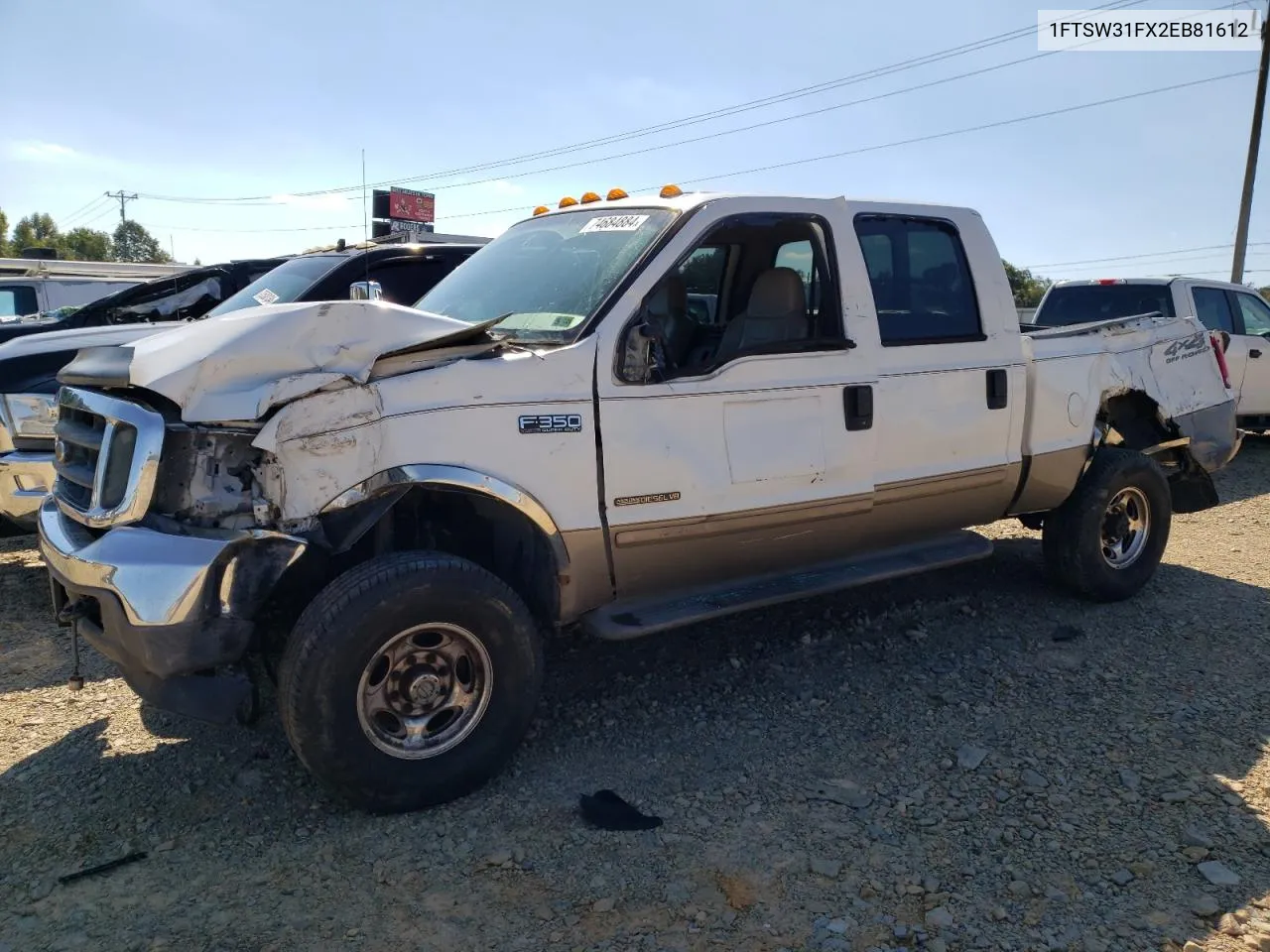 2002 Ford F350 Srw Super Duty VIN: 1FTSW31FX2EB81612 Lot: 74684884