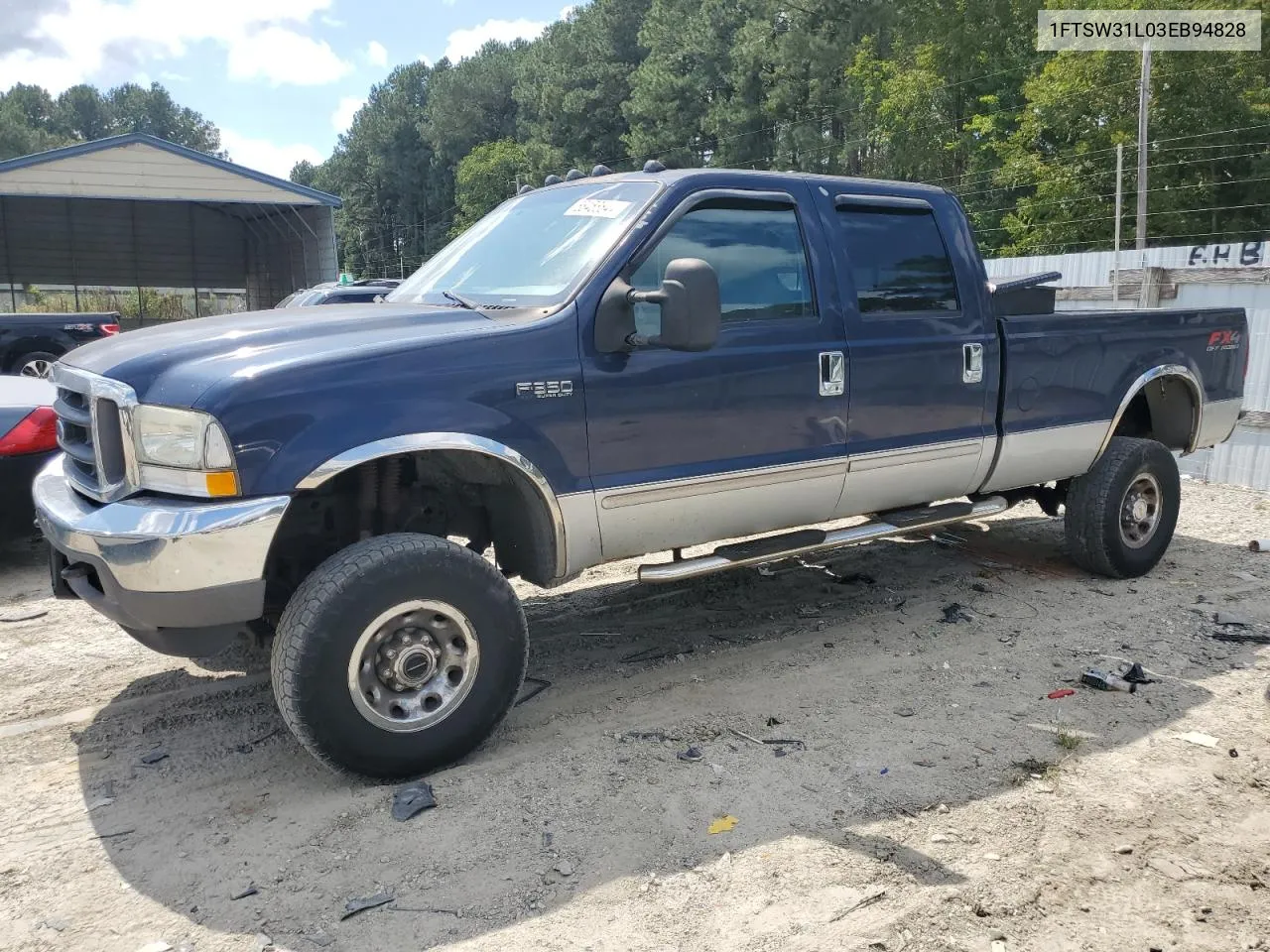 2003 Ford F350 Srw Super Duty VIN: 1FTSW31L03EB94828 Lot: 68458844