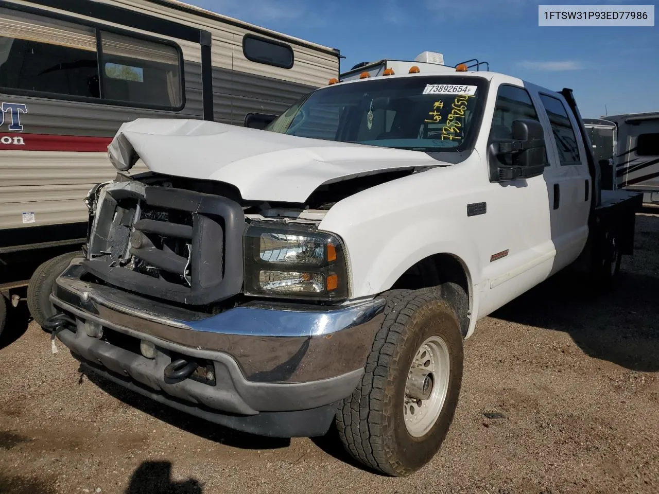 2003 Ford F350 Srw Super Duty VIN: 1FTSW31P93ED77986 Lot: 73892654