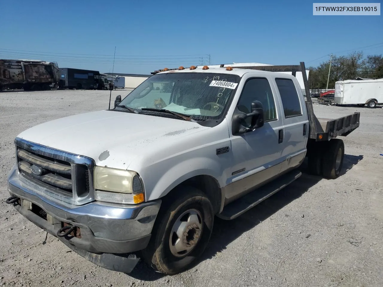 2003 Ford F350 Super Duty VIN: 1FTWW32FX3EB19015 Lot: 74068804