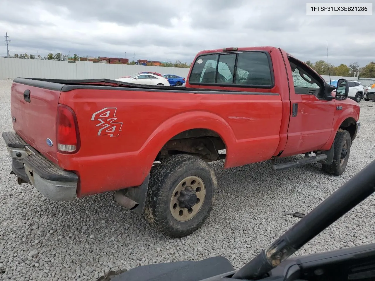 2003 Ford F350 Srw Super Duty VIN: 1FTSF31LX3EB21286 Lot: 75825074