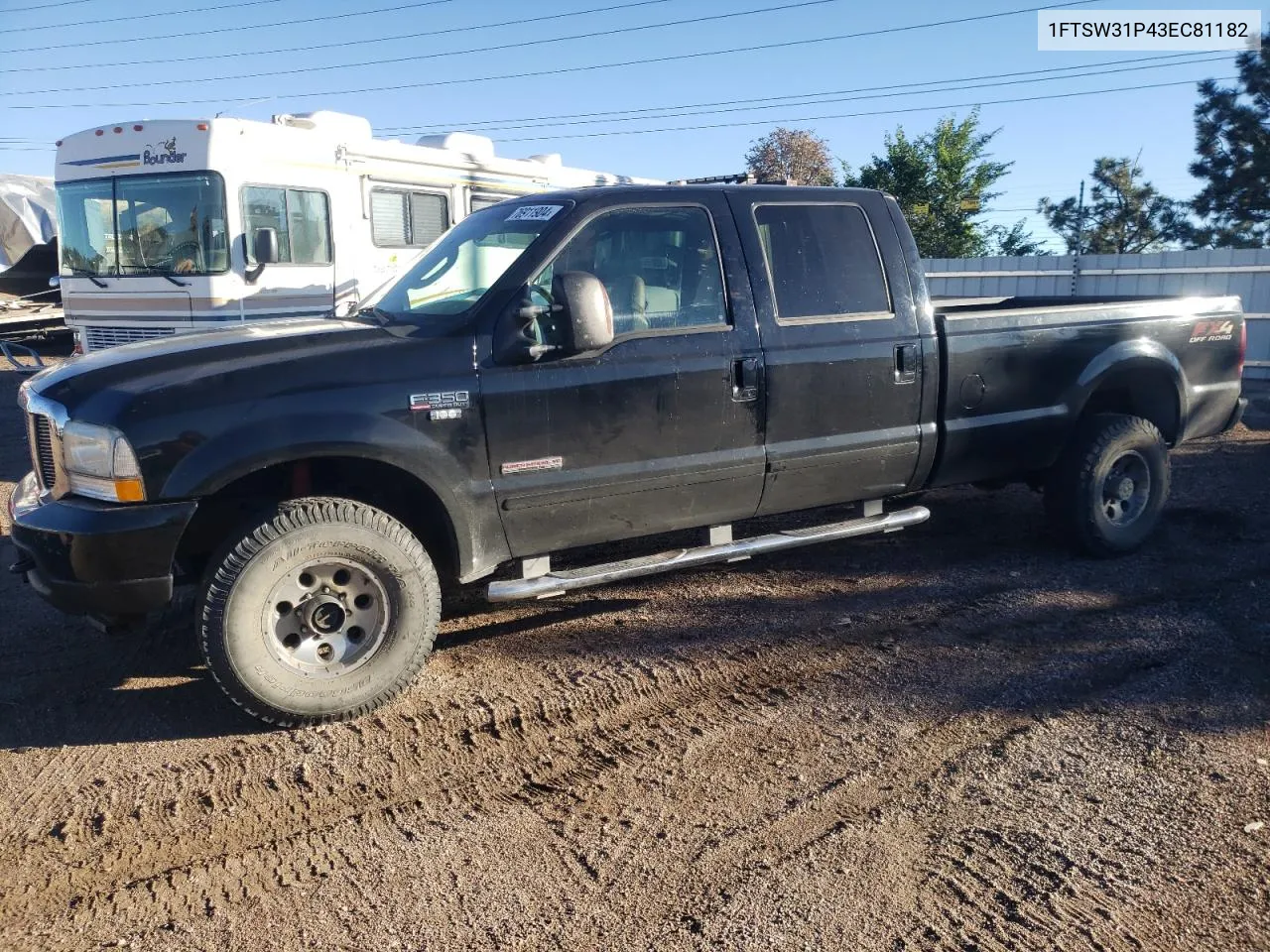 2003 Ford F350 Srw Super Duty VIN: 1FTSW31P43EC81182 Lot: 76911904