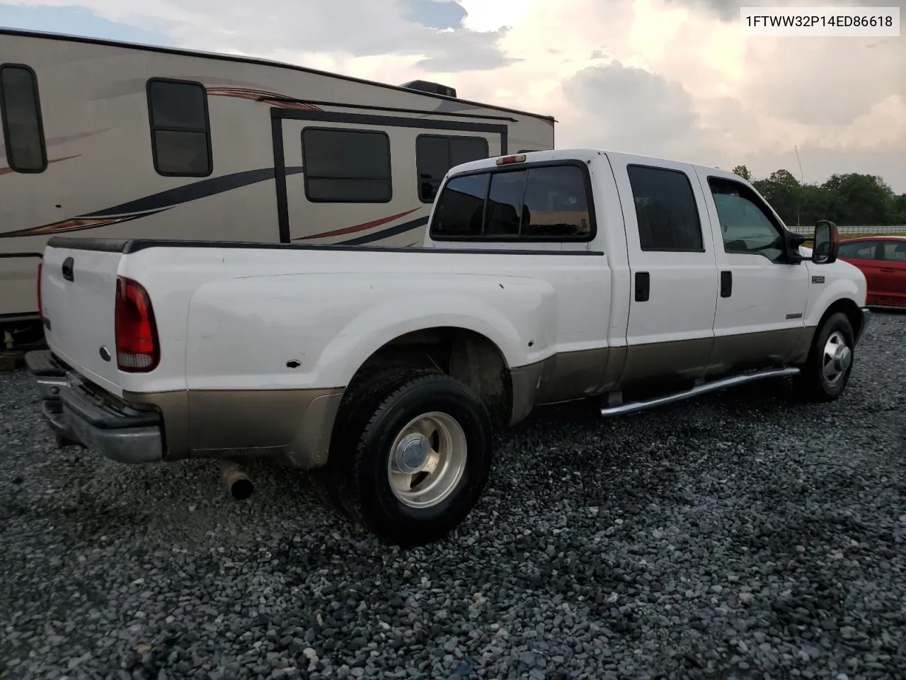 2004 Ford F350 Super Duty VIN: 1FTWW32P14ED86618 Lot: 62309054