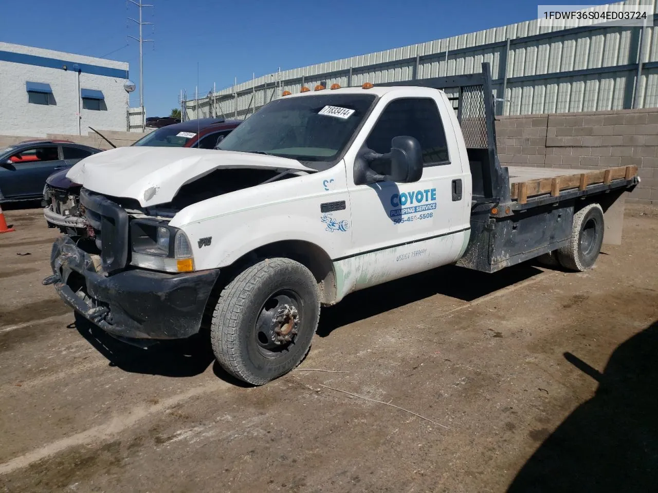 2004 Ford F350 Super Duty VIN: 1FDWF36S04ED03724 Lot: 71833414