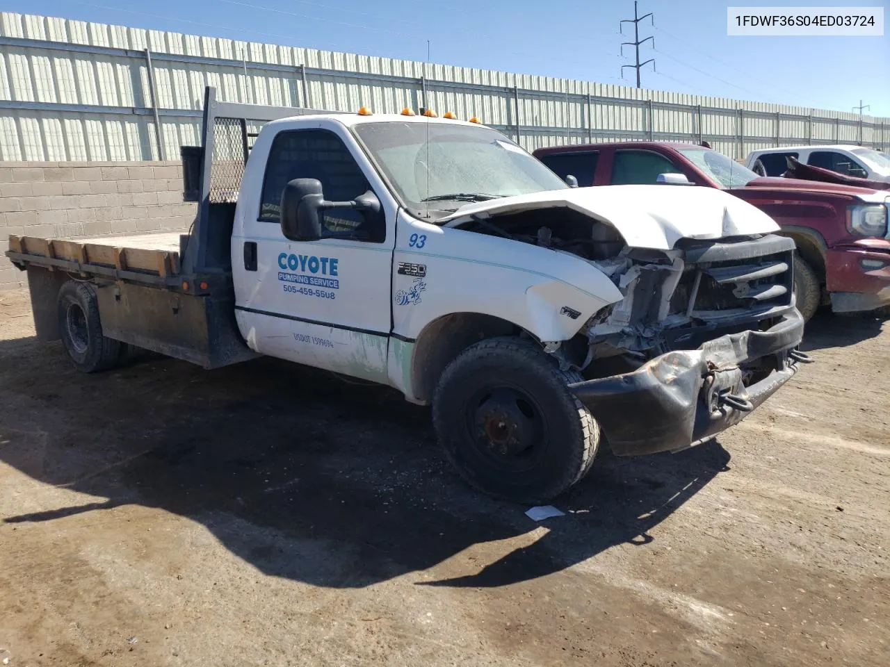 2004 Ford F350 Super Duty VIN: 1FDWF36S04ED03724 Lot: 71833414