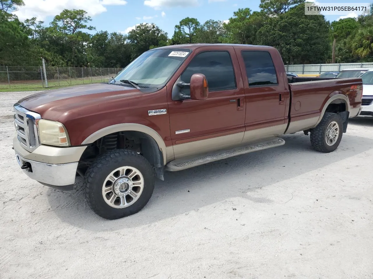 2005 Ford F350 Srw Super Duty VIN: 1FTWW31P05EB64171 Lot: 72251824