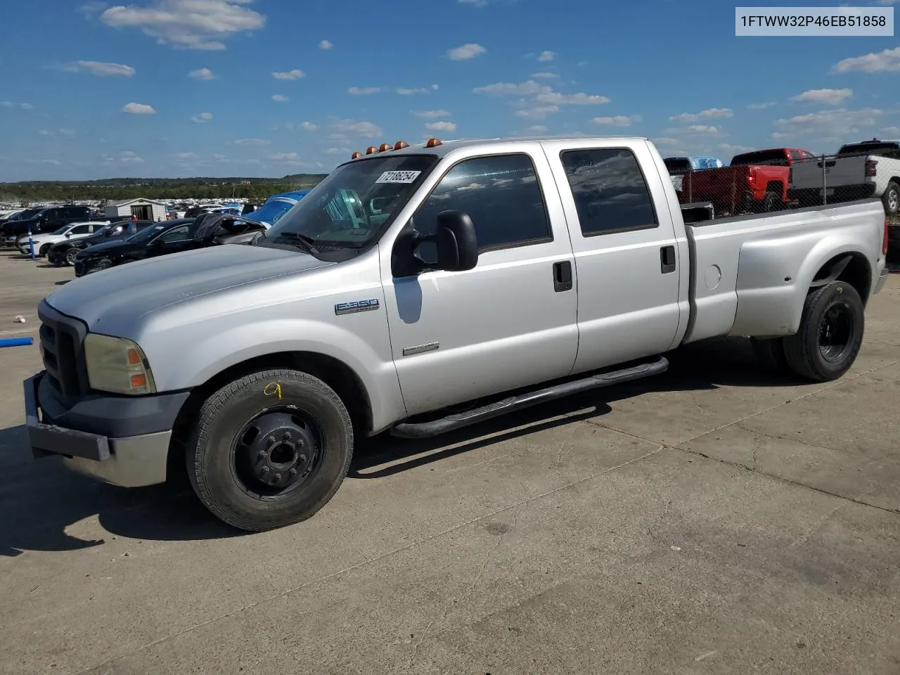 2006 Ford F350 Super Duty VIN: 1FTWW32P46EB51858 Lot: 72186254