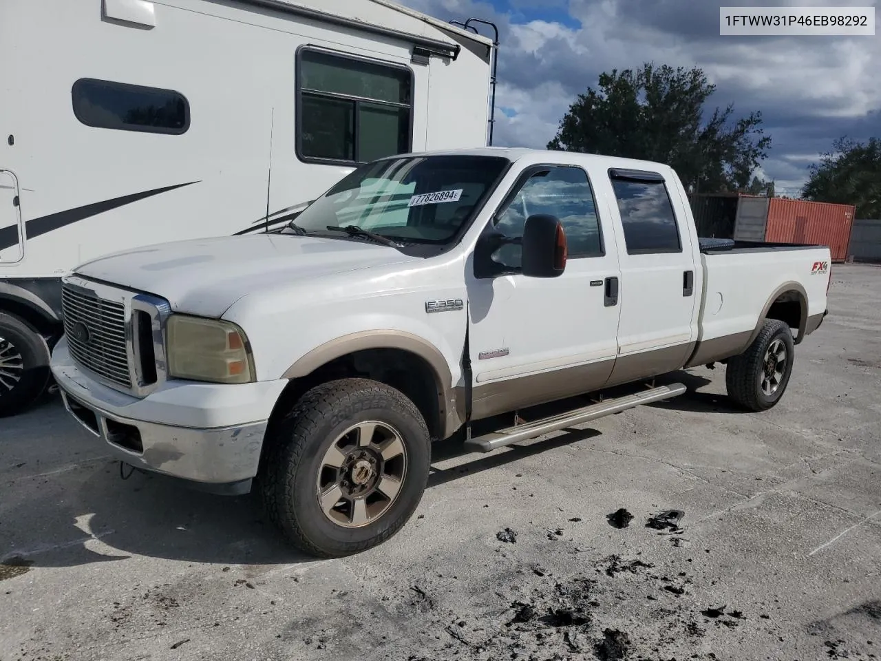 2006 Ford F350 Srw Super Duty VIN: 1FTWW31P46EB98292 Lot: 77826894