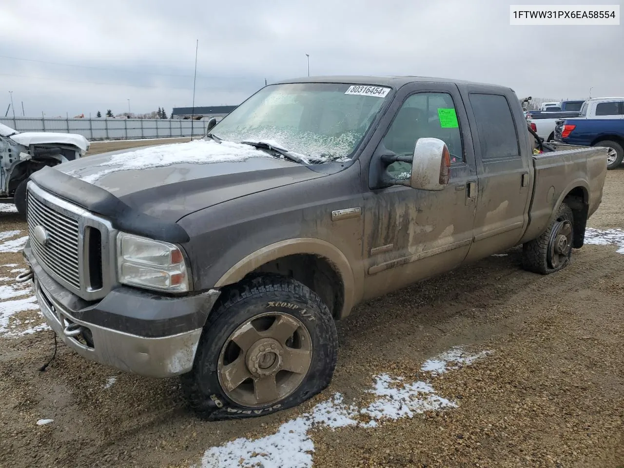 2006 Ford F350 Srw Super Duty VIN: 1FTWW31PX6EA58554 Lot: 80316454