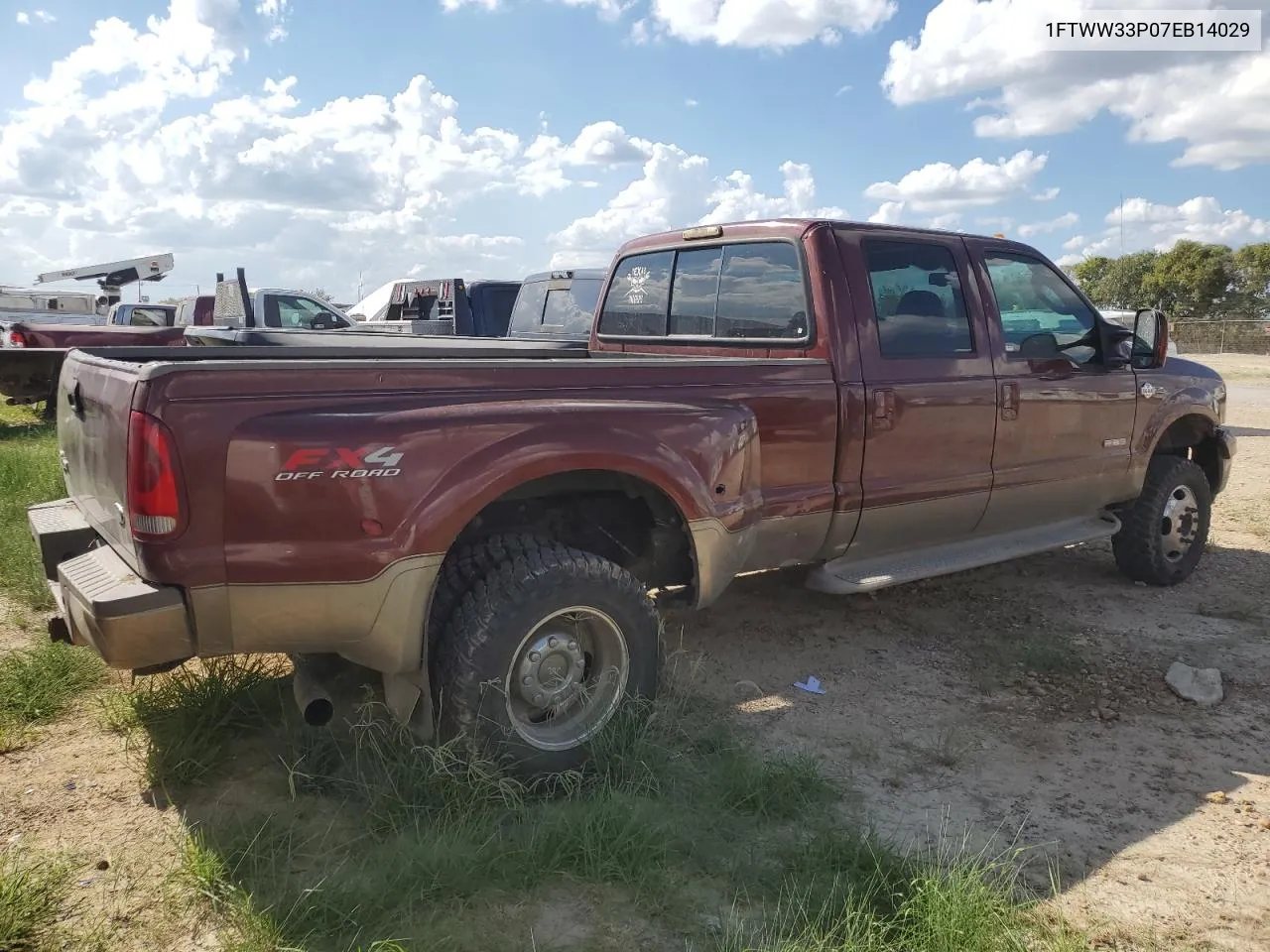 2007 Ford F350 Super Duty VIN: 1FTWW33P07EB14029 Lot: 72258044