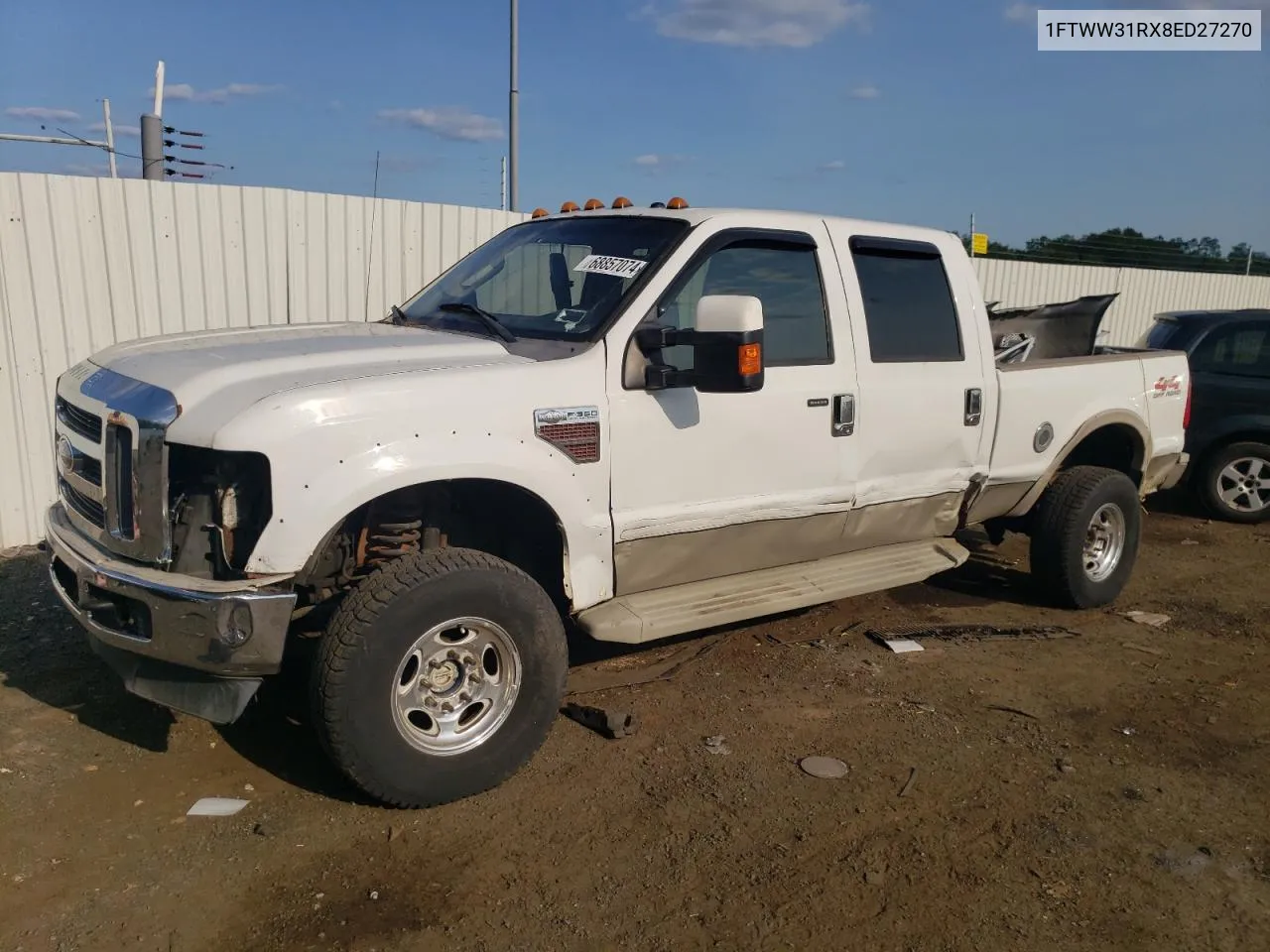 2008 Ford F350 Srw Super Duty VIN: 1FTWW31RX8ED27270 Lot: 68857074