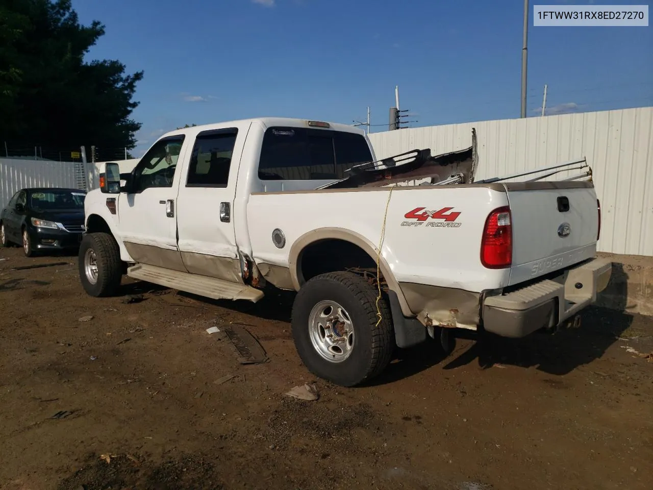 2008 Ford F350 Srw Super Duty VIN: 1FTWW31RX8ED27270 Lot: 68857074