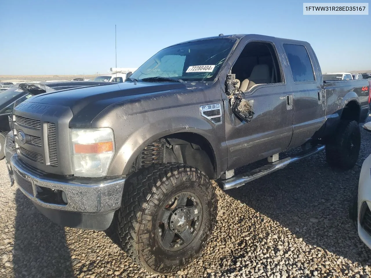 2008 Ford F350 Srw Super Duty VIN: 1FTWW31R28ED35167 Lot: 72280404