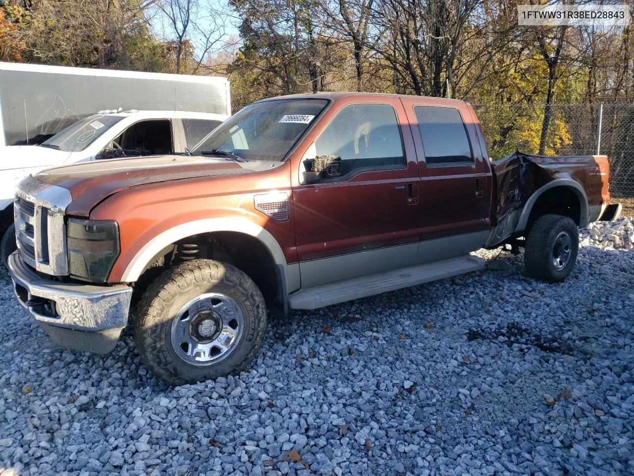 2008 Ford F350 Srw Super Duty VIN: 1FTWW31R38ED28843 Lot: 78666084