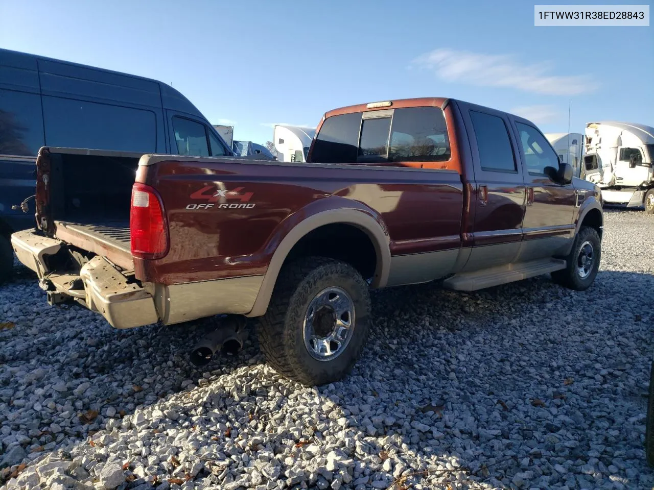 2008 Ford F350 Srw Super Duty VIN: 1FTWW31R38ED28843 Lot: 78666084