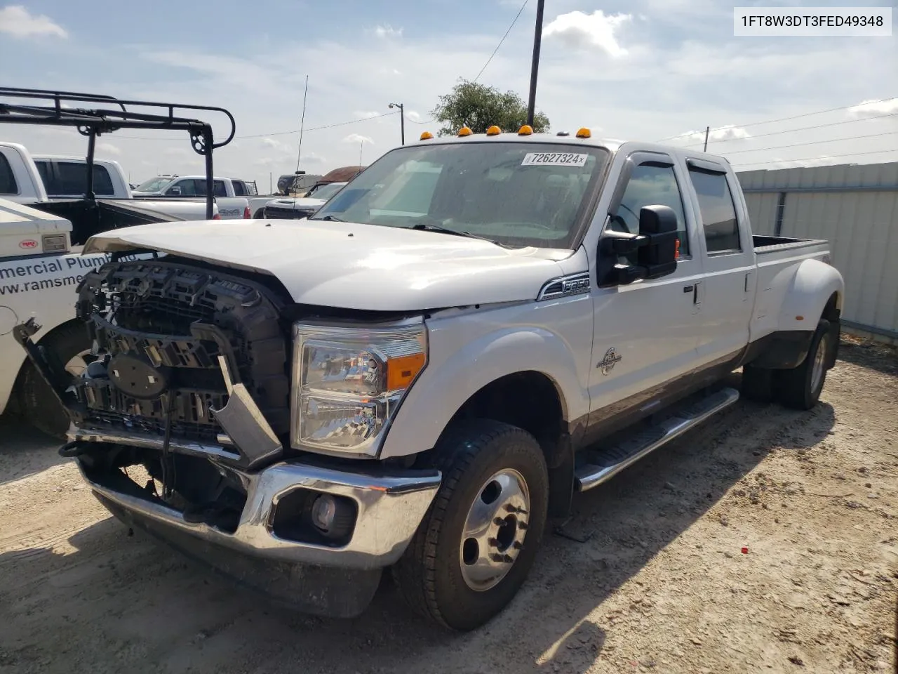 2015 Ford F350 Super Duty VIN: 1FT8W3DT3FED49348 Lot: 72627324