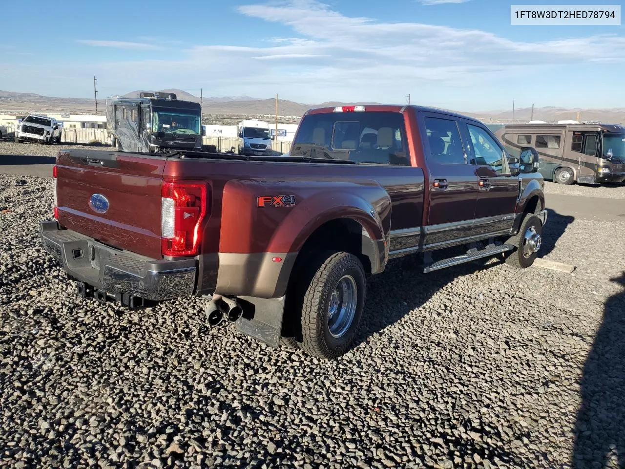 2017 Ford F350 Super Duty VIN: 1FT8W3DT2HED78794 Lot: 77566004