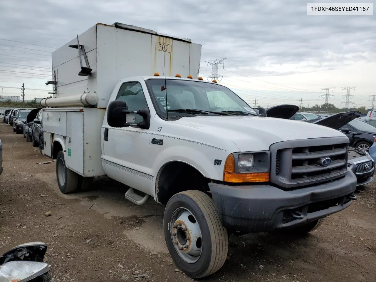 2000 Ford F450 Super Duty VIN: 1FDXF46S8YED41167 Lot: 74343114