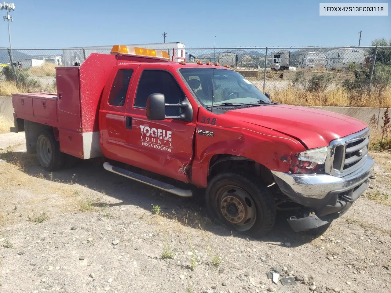 2003 Ford F450 Super Duty VIN: 1FDXX47S13EC03118 Lot: 68863424