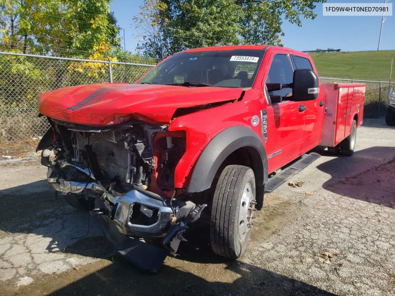 2022 Ford F450 Super Duty VIN: 1FD9W4HT0NED70981 Lot: 73553474