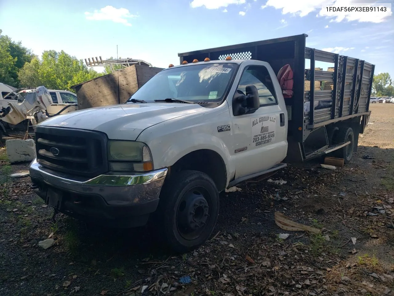 2003 Ford F550 Super Duty VIN: 1FDAF56PX3EB91143 Lot: 59145594