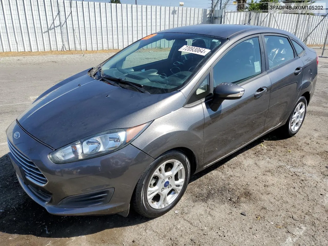 2016 Ford Fiesta Se VIN: 3FADP4BJXGM105202 Lot: 72093064