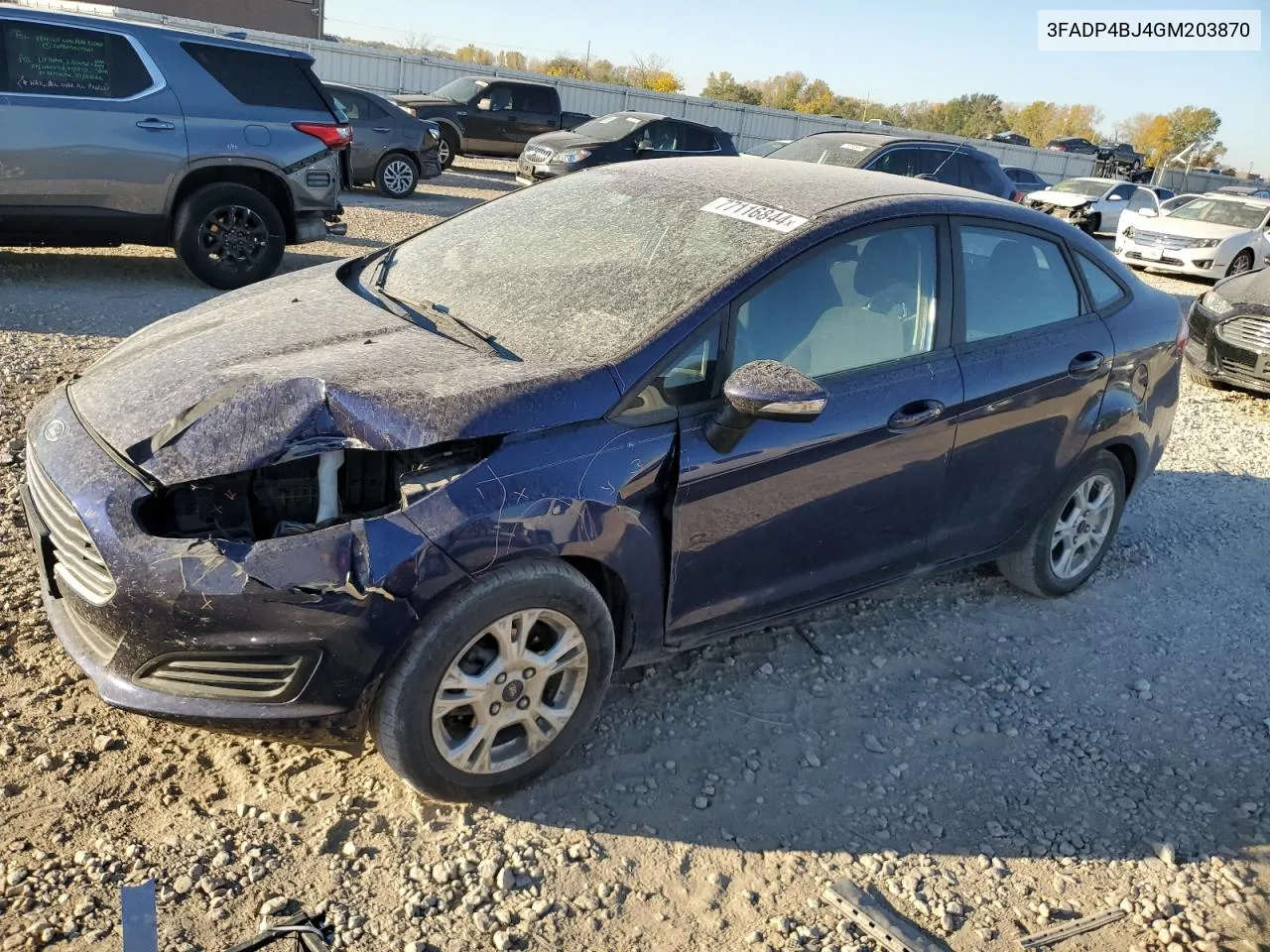 2016 Ford Fiesta Se VIN: 3FADP4BJ4GM203870 Lot: 77116844