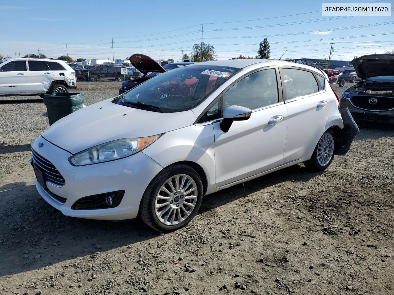 2016 Ford Fiesta Titanium VIN: 3FADP4FJ2GM115670 Lot: 77901644