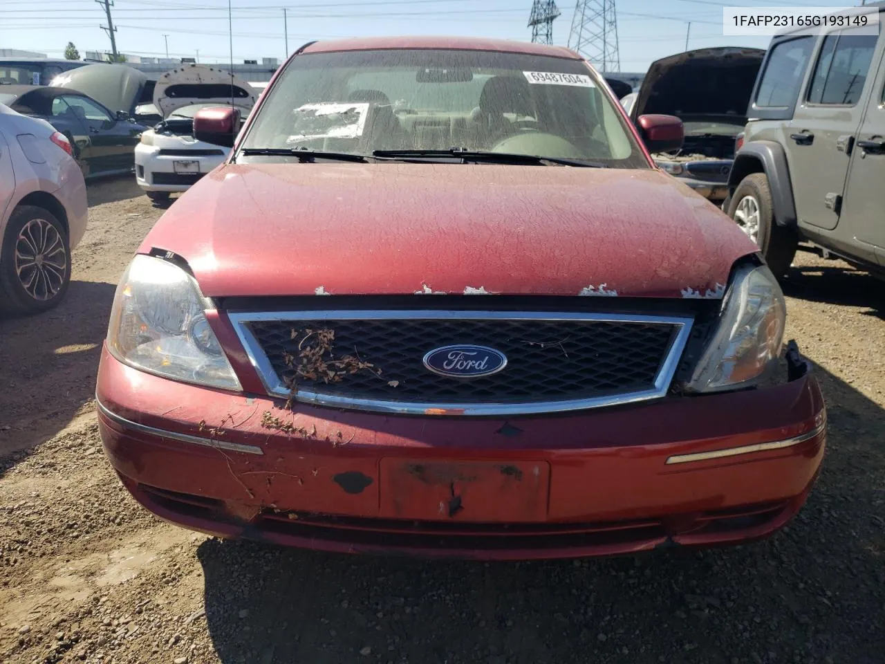 2005 Ford Five Hundred Se VIN: 1FAFP23165G193149 Lot: 69487604