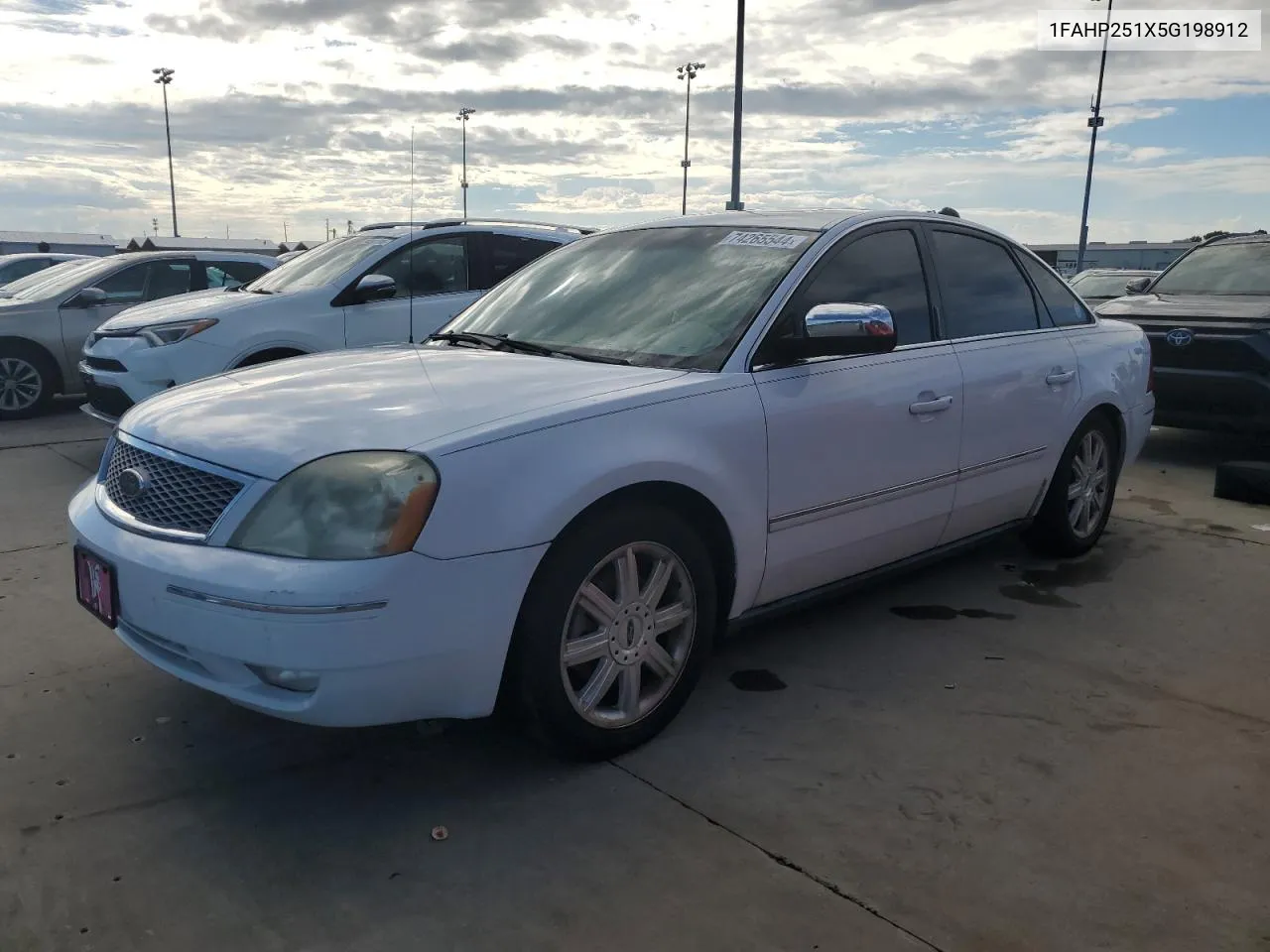 2005 Ford Five Hundred Limited VIN: 1FAHP251X5G198912 Lot: 74265544