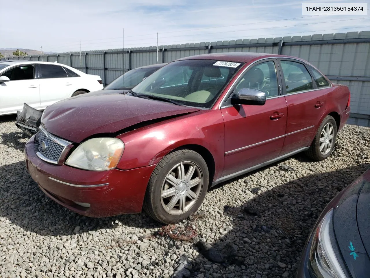 2005 Ford Five Hundred Limited VIN: 1FAHP28135G154374 Lot: 75402024