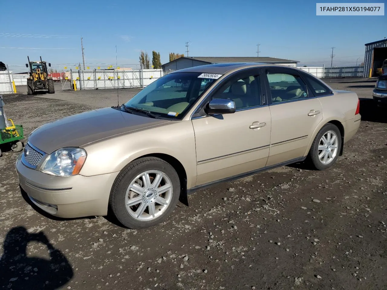 2005 Ford Five Hundred Limited VIN: 1FAHP281X5G194077 Lot: 79893934