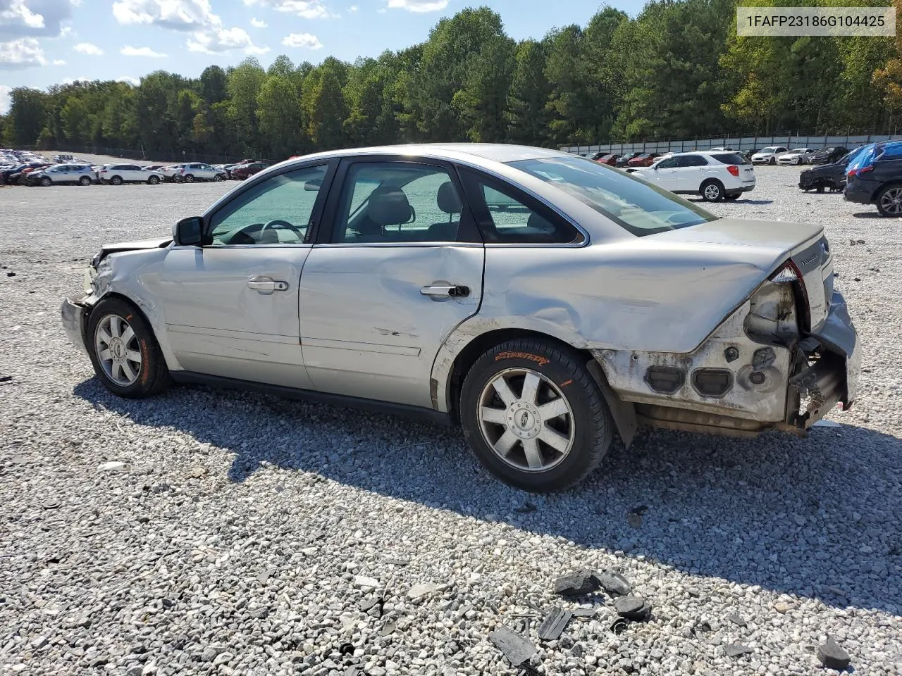 2006 Ford Five Hundred Se VIN: 1FAFP23186G104425 Lot: 72427154