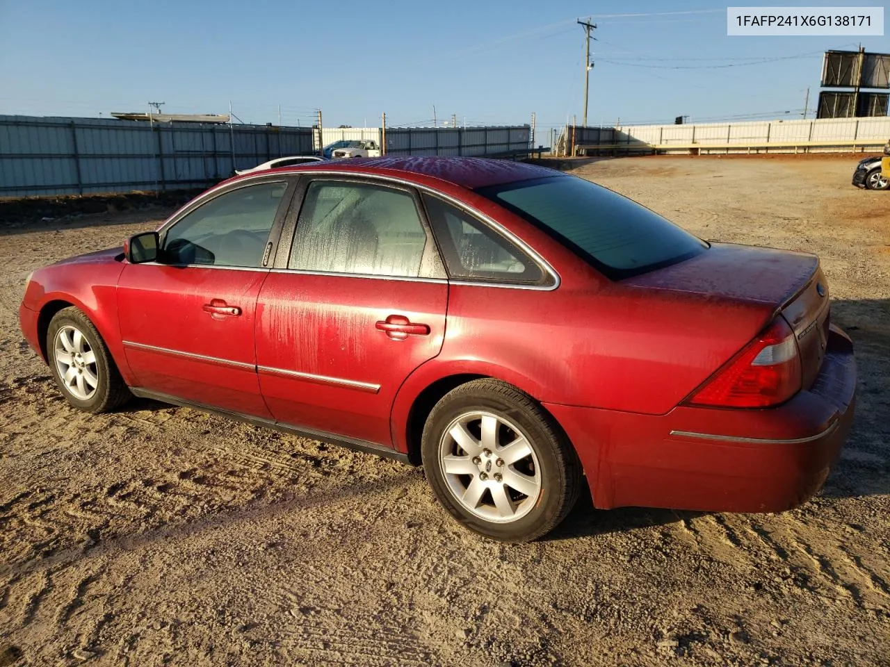 2006 Ford Five Hundred Sel VIN: 1FAFP241X6G138171 Lot: 78284204