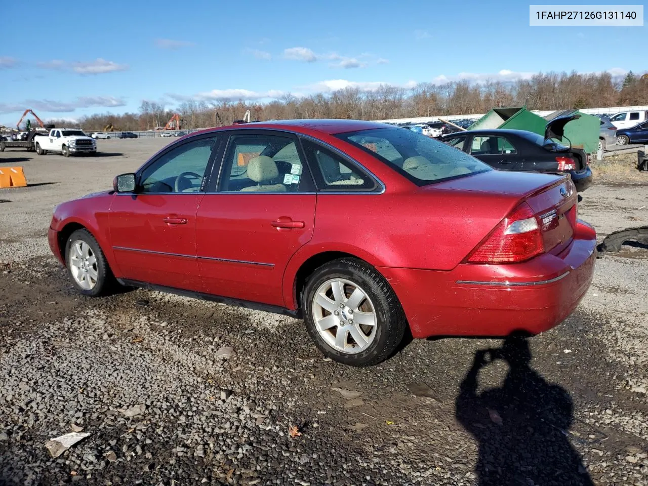 2006 Ford Five Hundred Sel VIN: 1FAHP27126G131140 Lot: 80249364