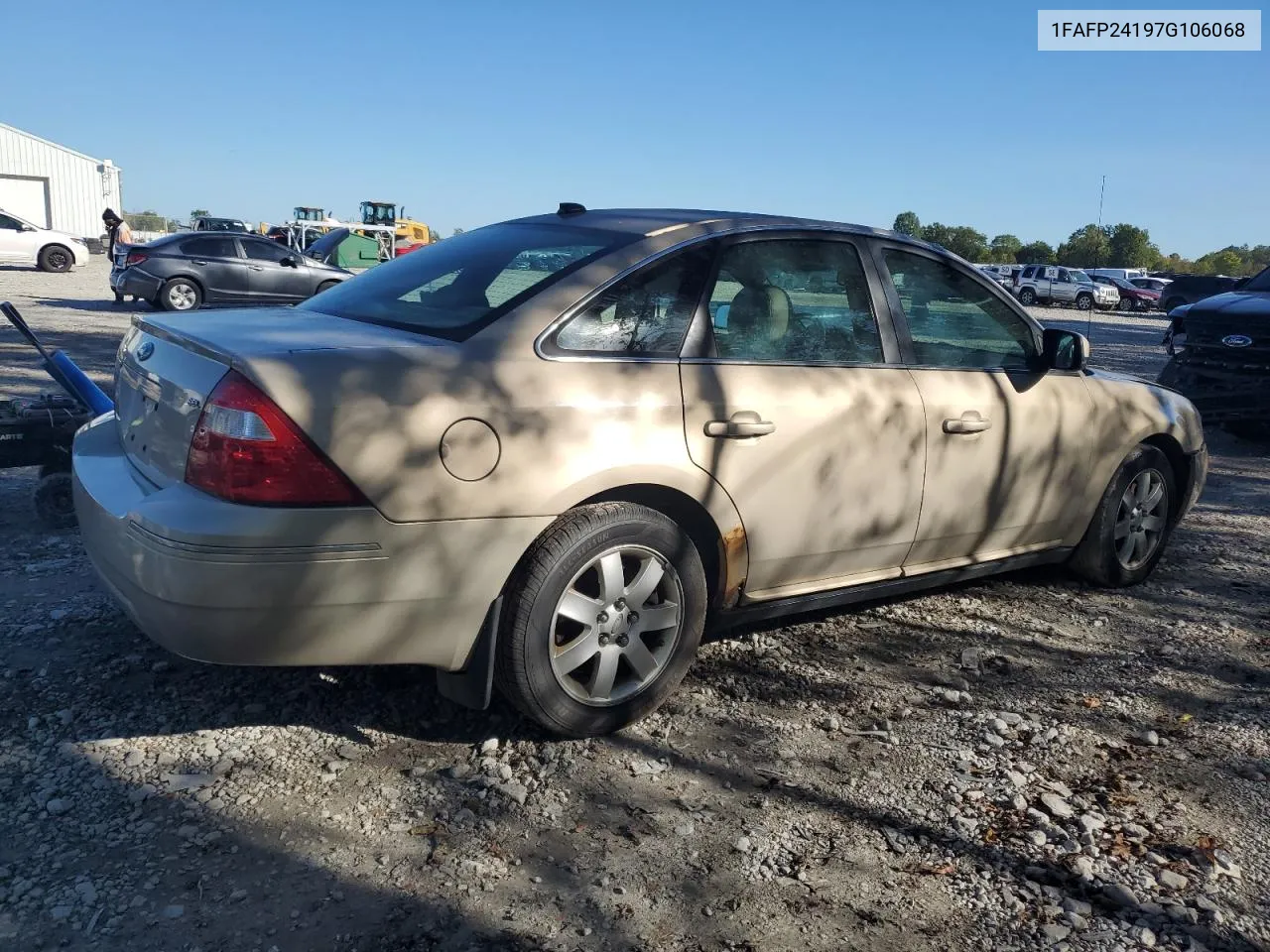 2007 Ford Five Hundred Sel VIN: 1FAFP24197G106068 Lot: 72537424