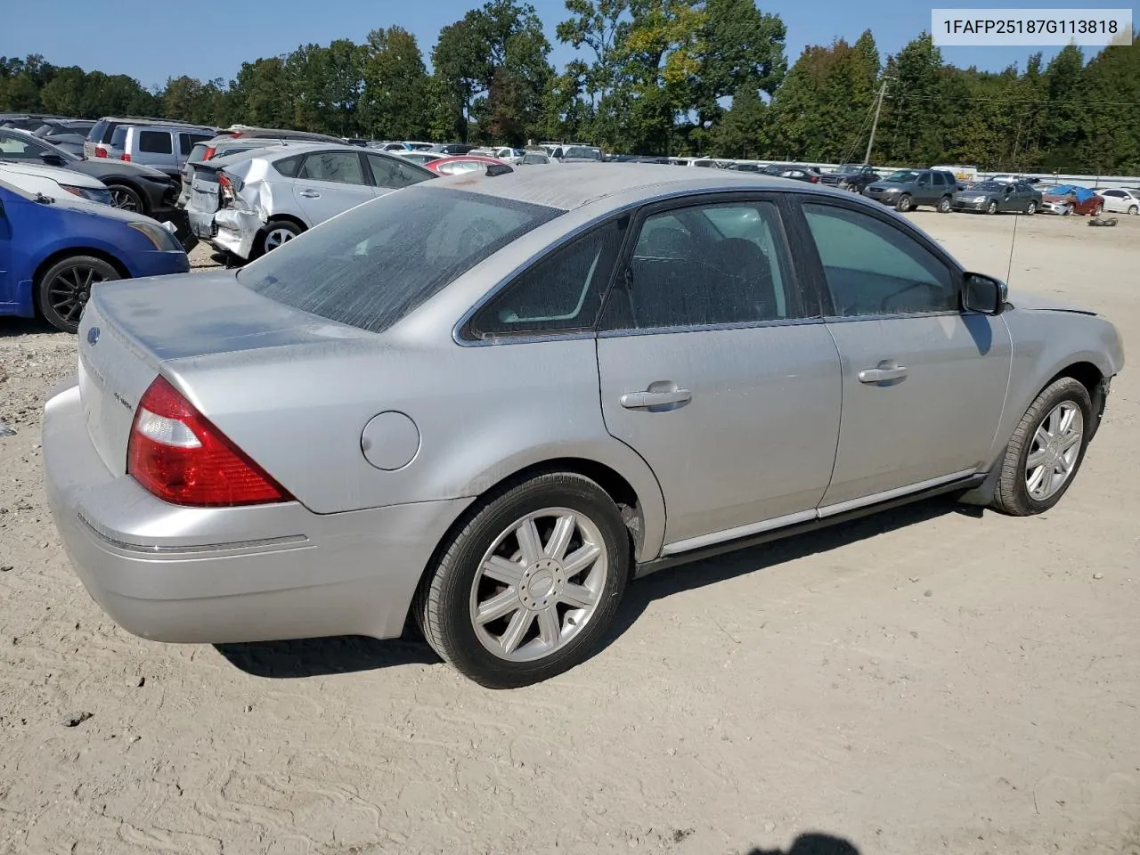 2007 Ford Five Hundred Limited VIN: 1FAFP25187G113818 Lot: 74110814