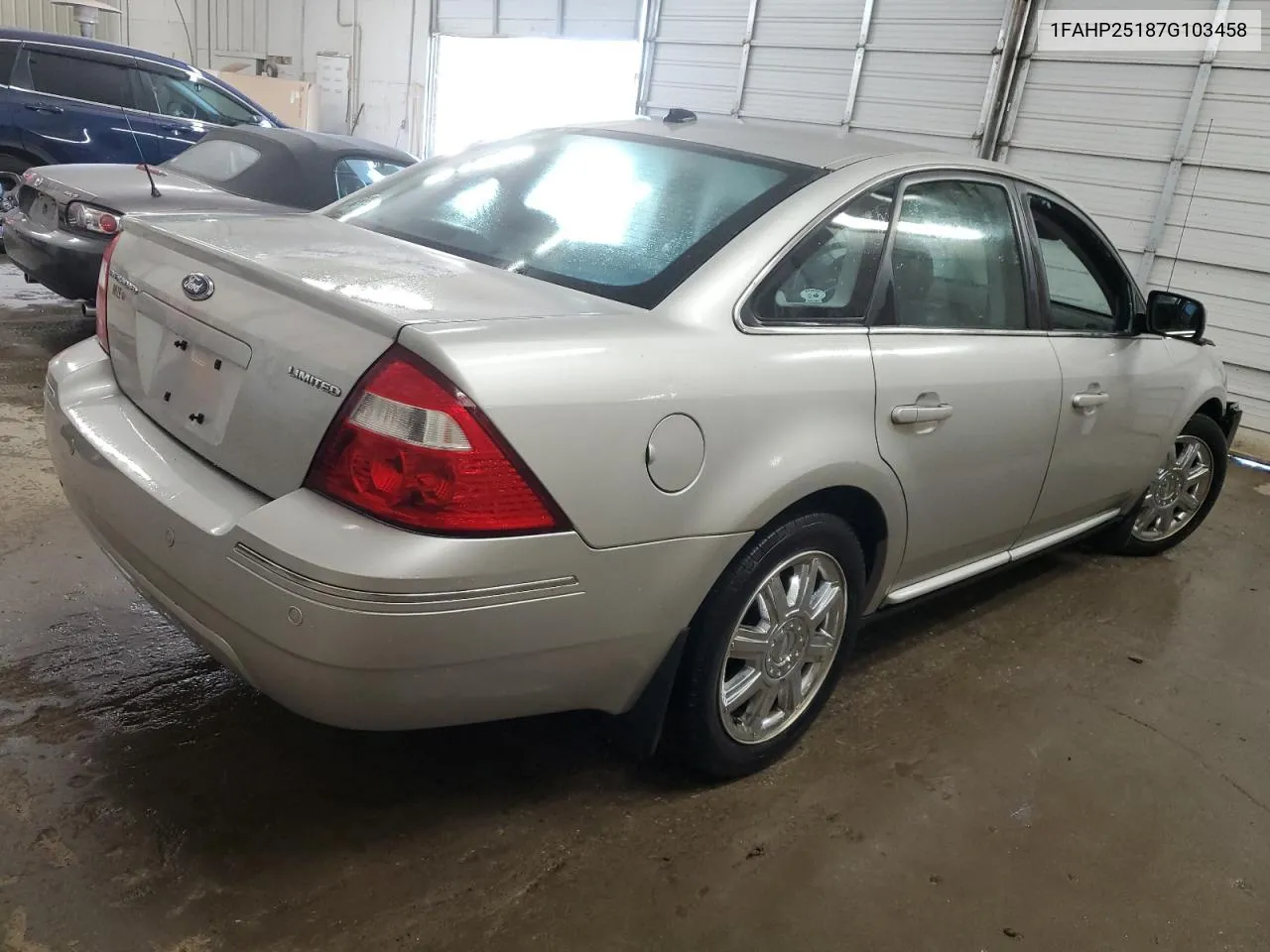 2007 Ford Five Hundred Limited VIN: 1FAHP25187G103458 Lot: 74236374