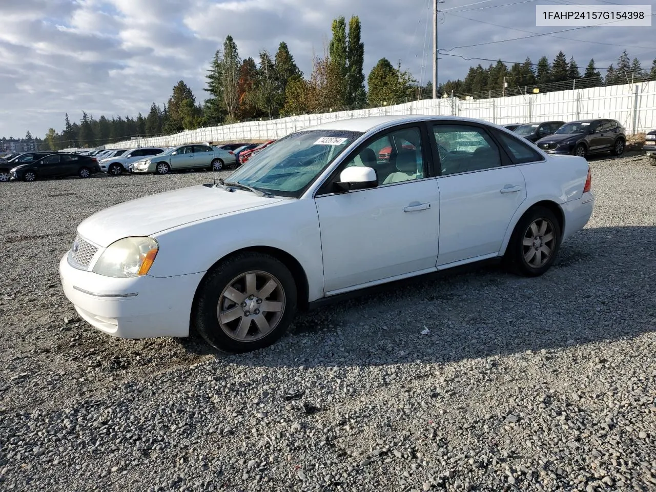 2007 Ford Five Hundred Sel VIN: 1FAHP24157G154398 Lot: 74328764